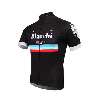 Bianchi Black Short Sleeve Cycling Jersey And Short  Bib Pants-cycling